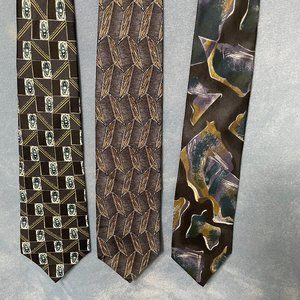 Bundle of 3 100% Silk Used Neckties. Made in the USA.